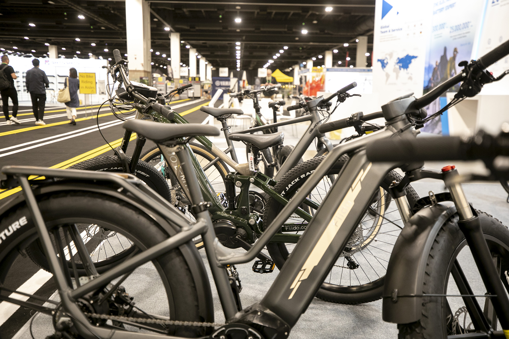 E-bikes on the expo floor during the (e)Revolution e-bike trade show at the Colorado Convention Center. June 10, 2023.